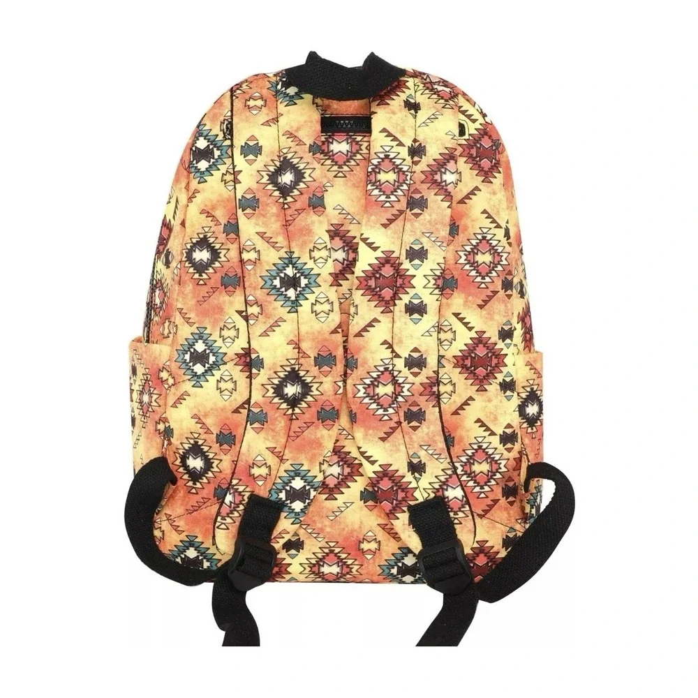 Montana West Aztec Pattern Backpack Travel School Bag Stylish Orange/ Yellow New